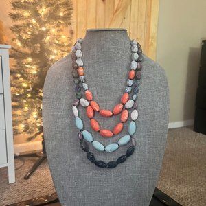 NEW. Colorful Multi Strand Beaded Necklace.20-23”.